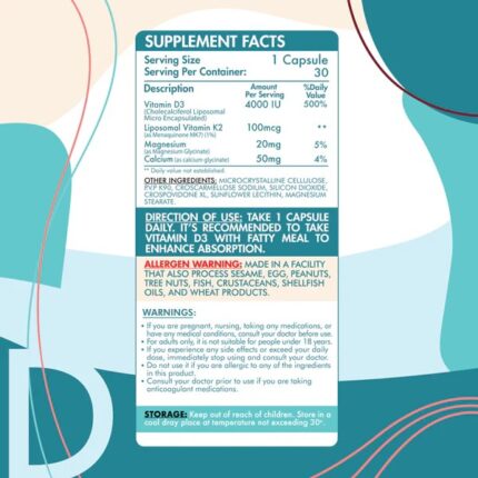 Organic Nation Liposomal D3+K2 – 60Capsules – 60 serv