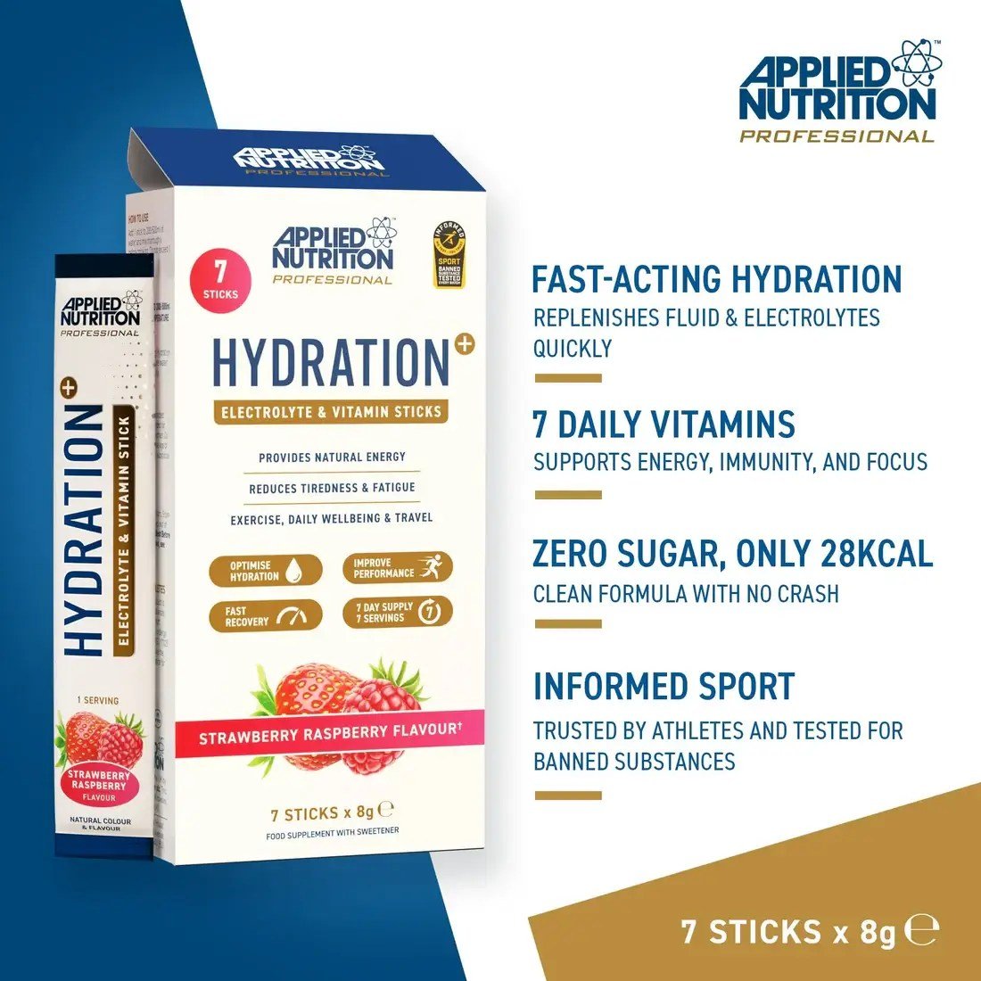 Applied Nutrition Hydration+ Electrolyte & Vitamin Powder 7 Sticks
