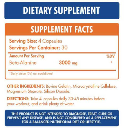 Max Muscle Beta Alanine 3000mg 120 Capsules