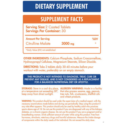 Max Muscle Citrulline Malate 3000mg 60 Tablets