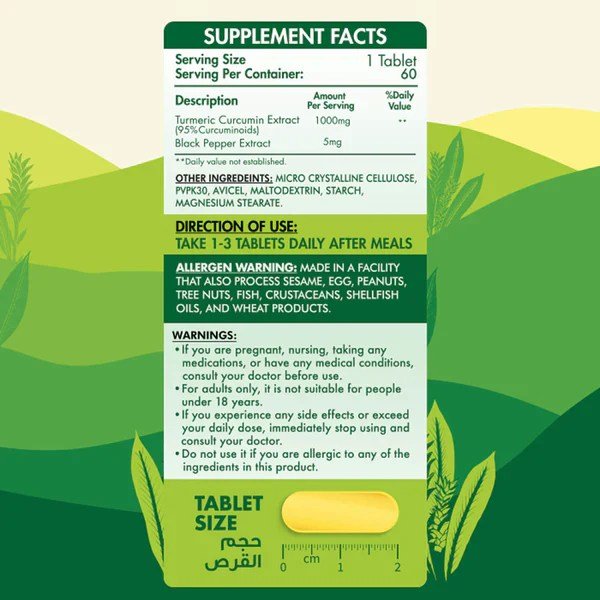 Organic Nation Turmeric Curcumin 1000mg 60 Tablets