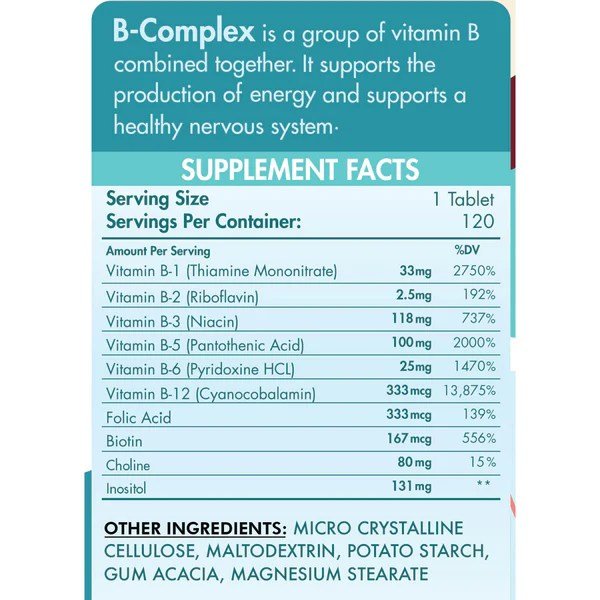 Organic Nation B-Complex Advanced Formula – 120 tablets 120 servings