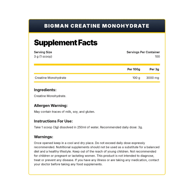 Big Man Creatine Monohydrate 90gm – 30 serv